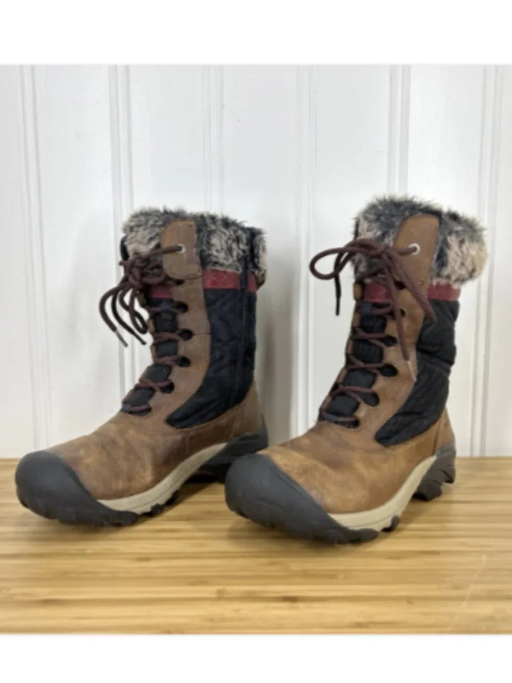 Keen Hoodoo III 1013199 Insulated Waterproof Lace Up Zip Brown Boots Womens 8